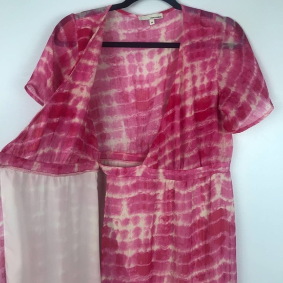 June & Hudson Pink Tie Dye Wrap Maxi Dress Size M - Picture 6 of 7